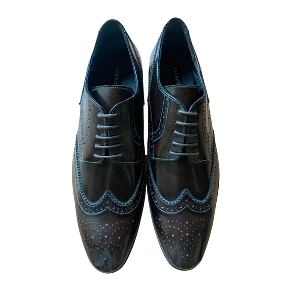 Cerruti 1881 Dark Brown Leather Wingtip Shoes - Picture 3 of 6